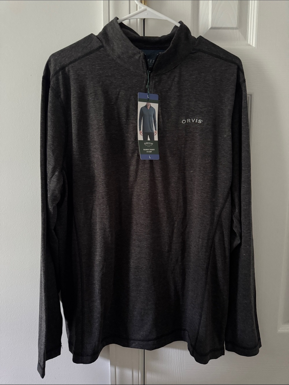 Orvis Men's Charcoal Heather Long-Sleeve Quarter-Zip Pullover